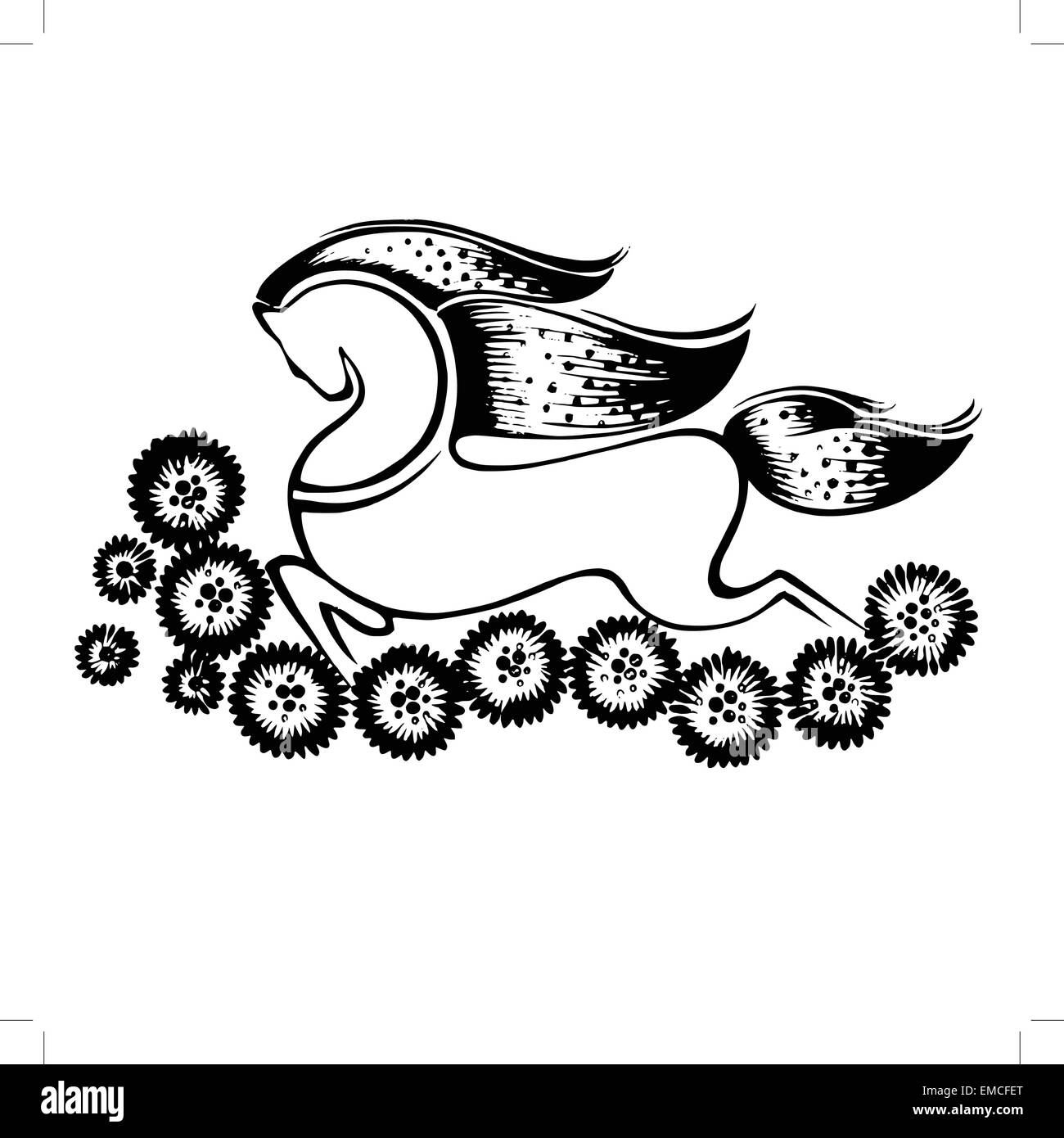 Silhouette décorative de running horse Illustration de Vecteur