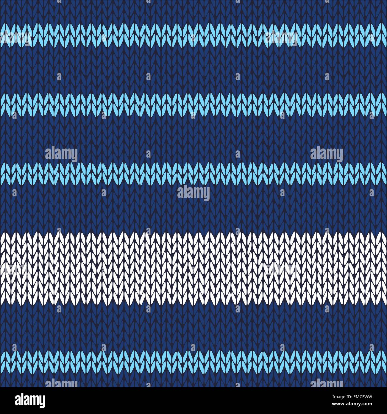 Motif tricoté sans couture bleu avec bandes blanches Illustration de Vecteur