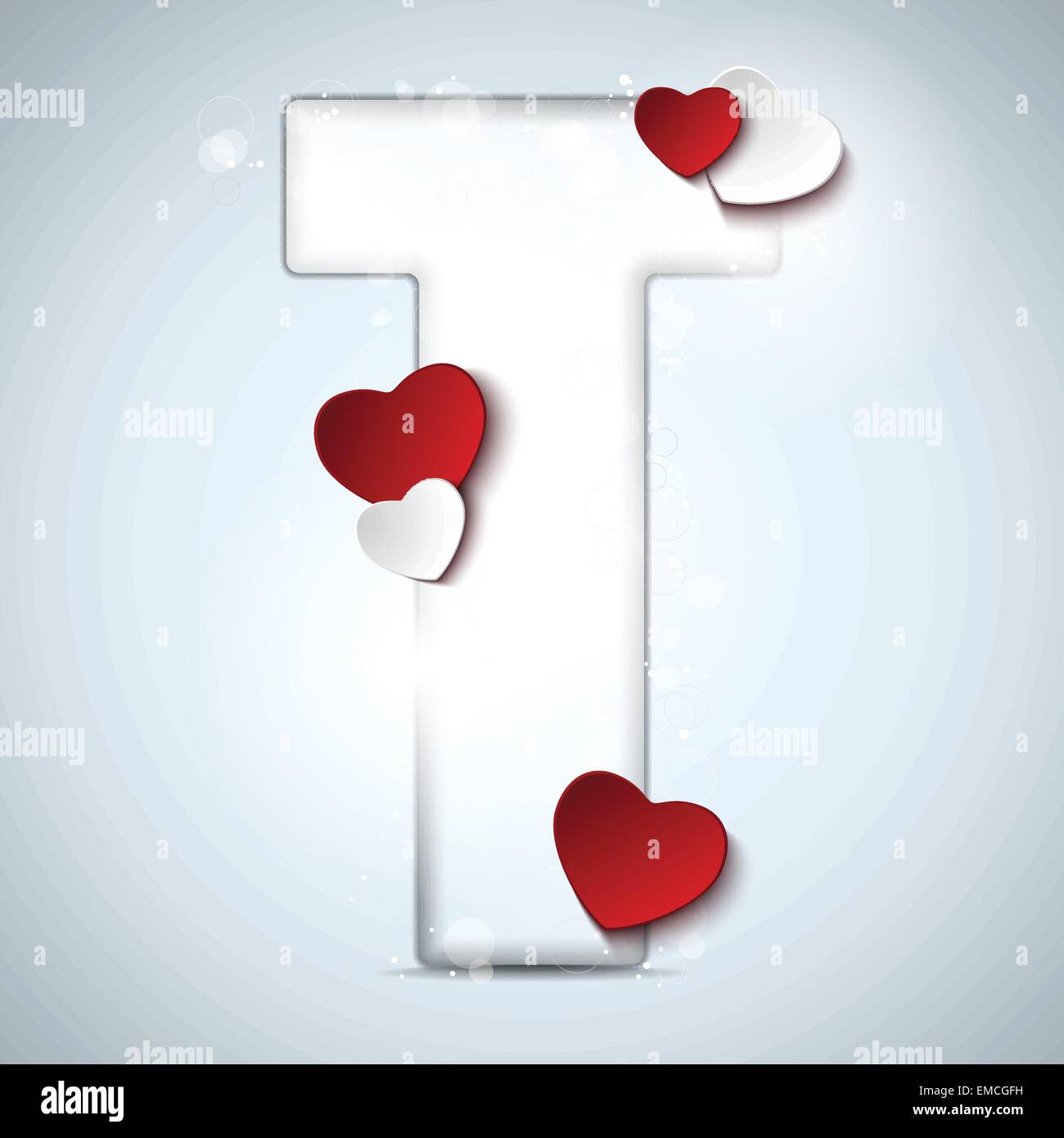 Lettres Alphabet avec Coeur Rouge Saint Valentin Illustration de Vecteur