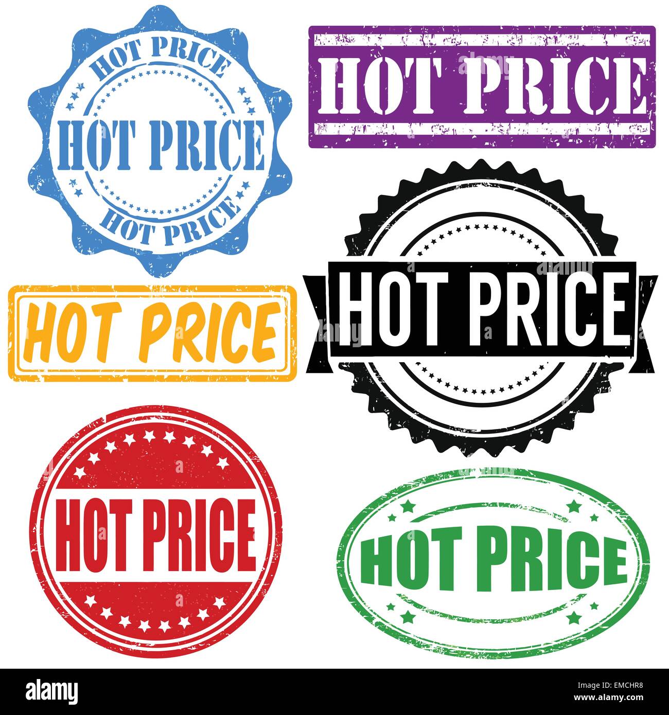 Prix chaud stamp set Illustration de Vecteur