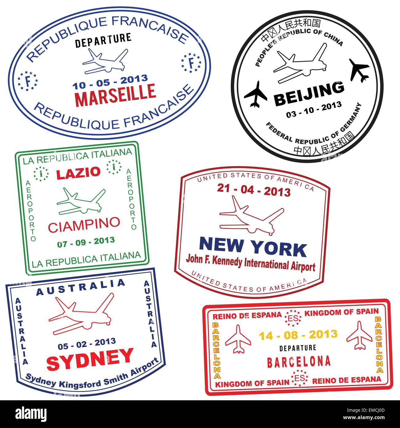 Grunge passeport stamps Illustration de Vecteur