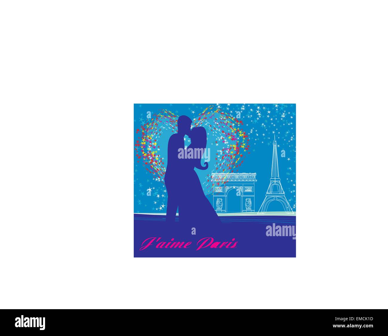 Couple in love in Paris Illustration de Vecteur