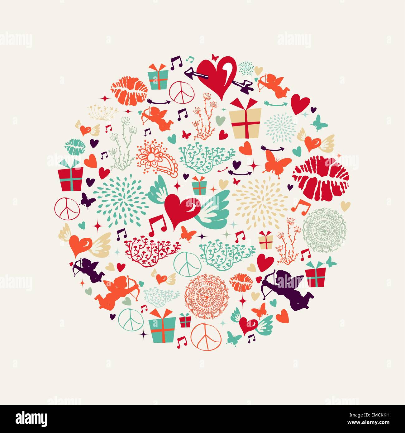 Cercle de la Saint-Valentin carte de souhaits Illustration de Vecteur