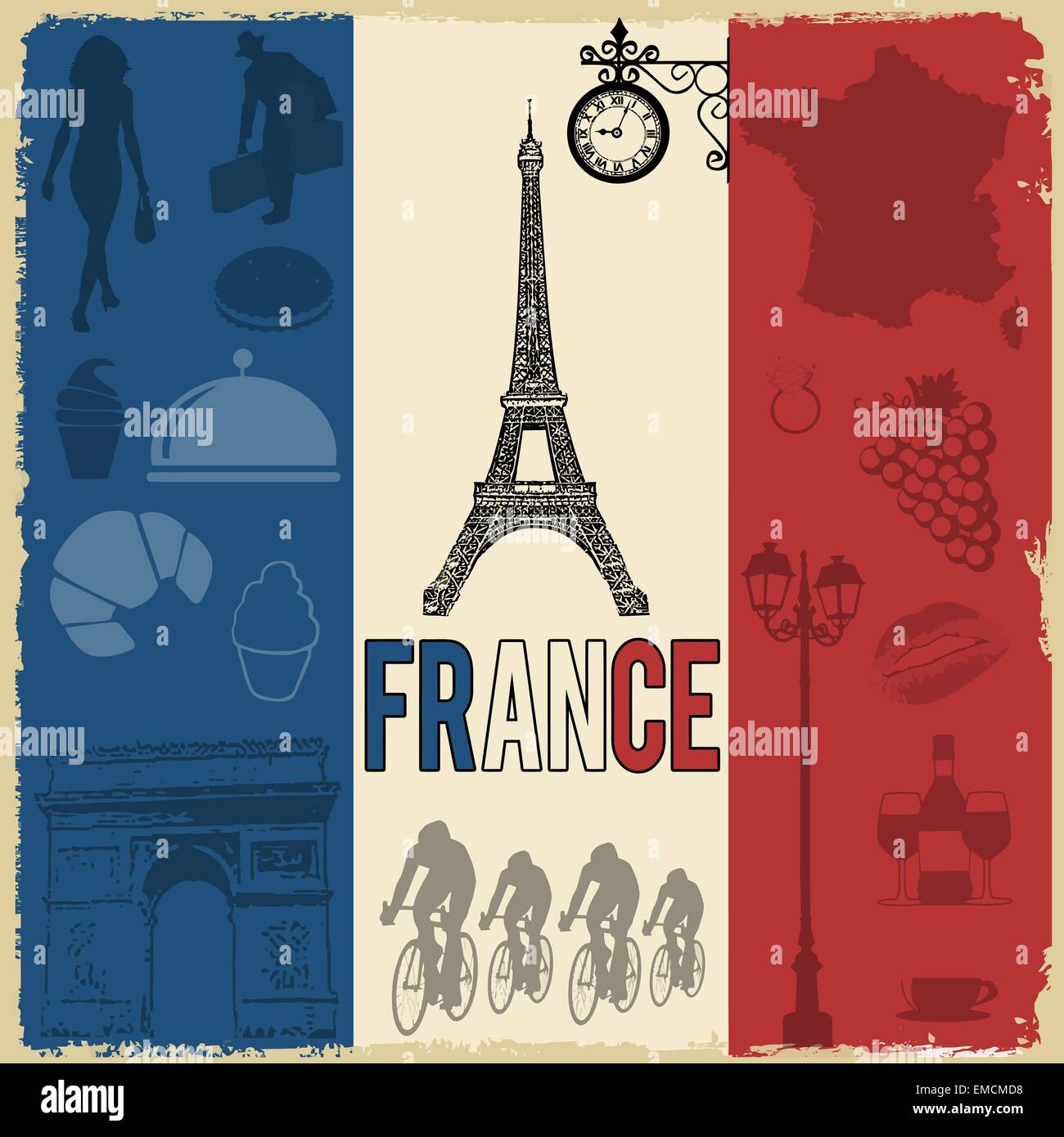 France travel grunge modèle transparent Illustration de Vecteur