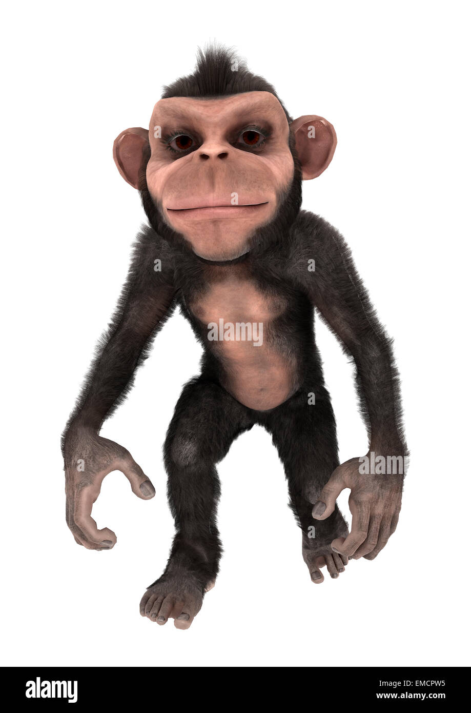 Numérique 3D render of a peu de chimpanzé isolé sur fond blanc Banque D'Images