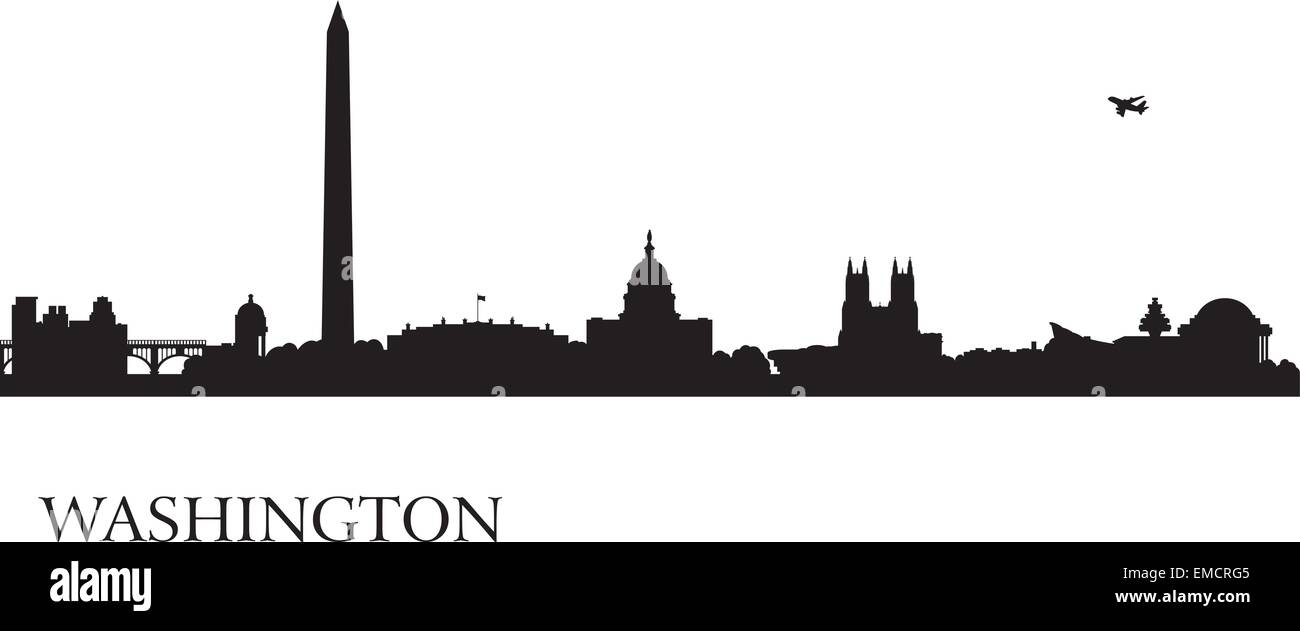 Washington city skyline silhouette background Illustration de Vecteur