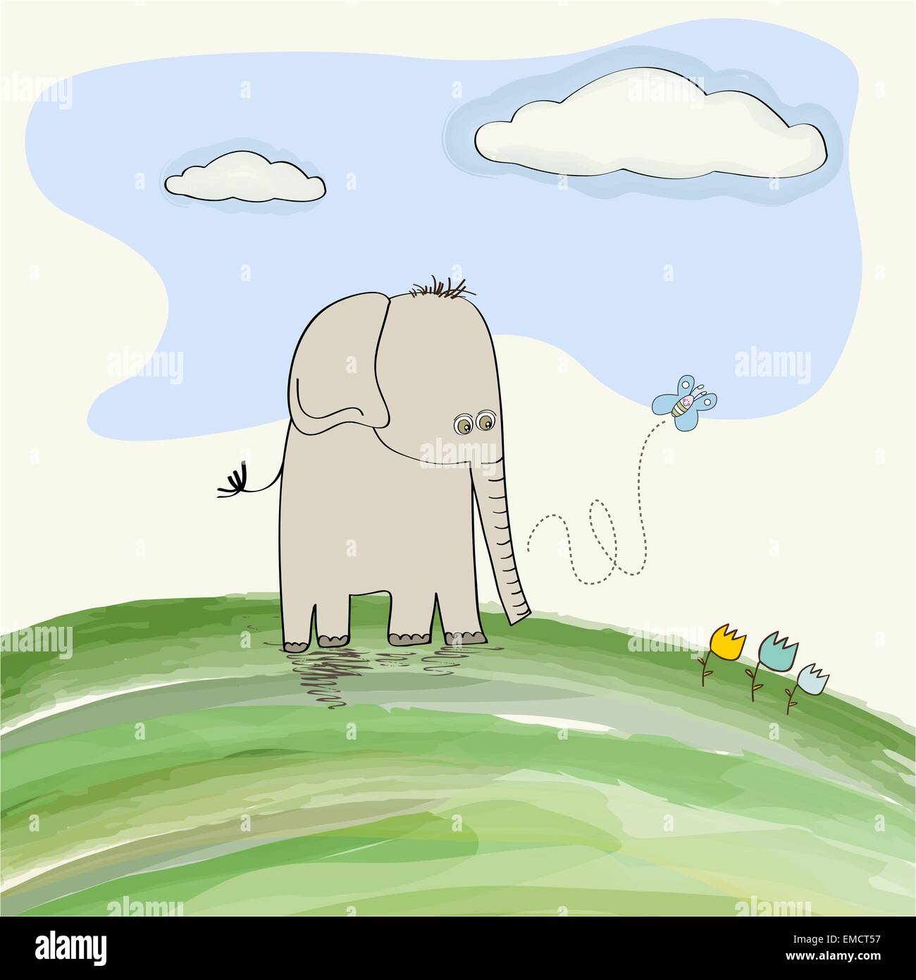 Éléphant doodle mignon Illustration de Vecteur