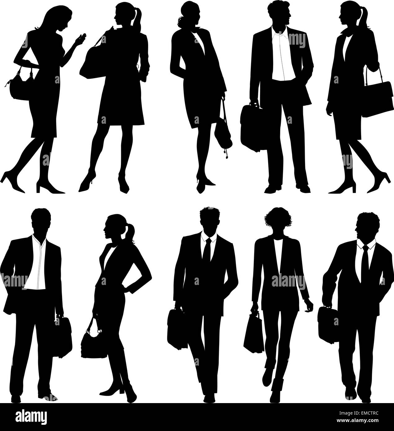Les gens d'affaires - équipe mondiale - vector silhouettes Illustration de Vecteur