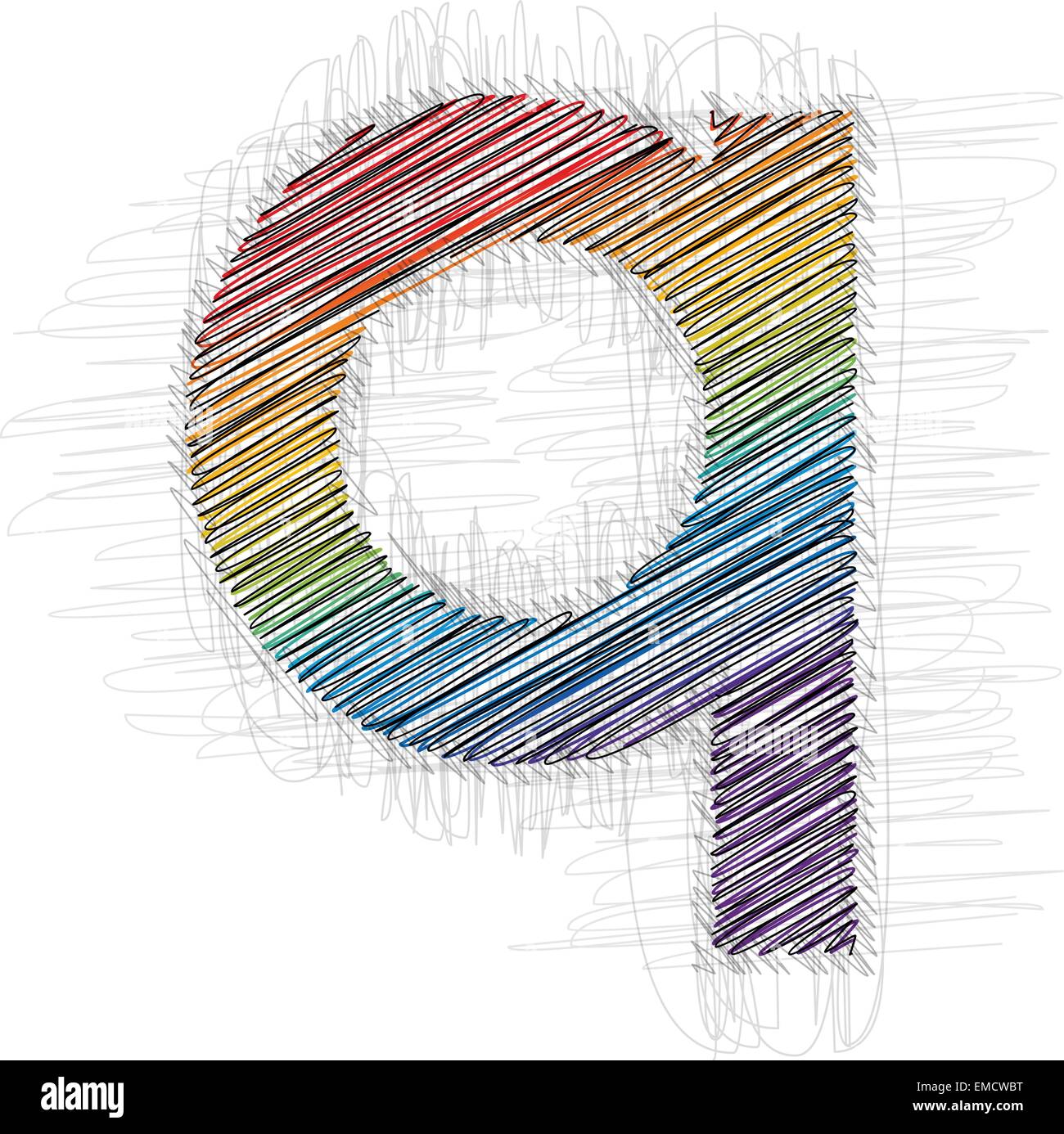 Hand drawn font lettre q Illustration de Vecteur