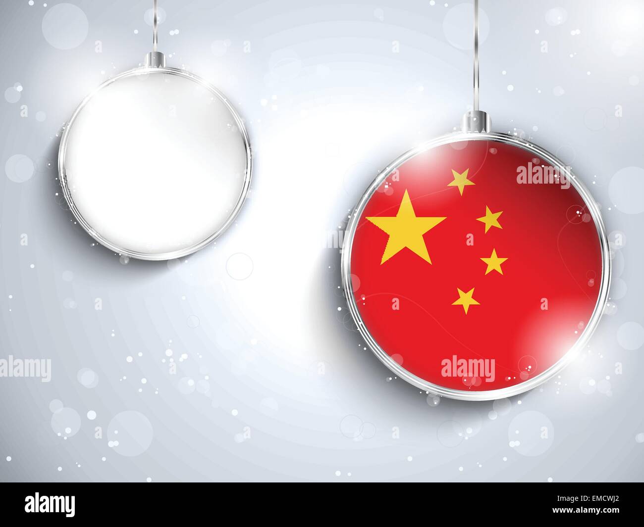 Joyeux Noël Silver Ball avec drapeau Chine Illustration de Vecteur