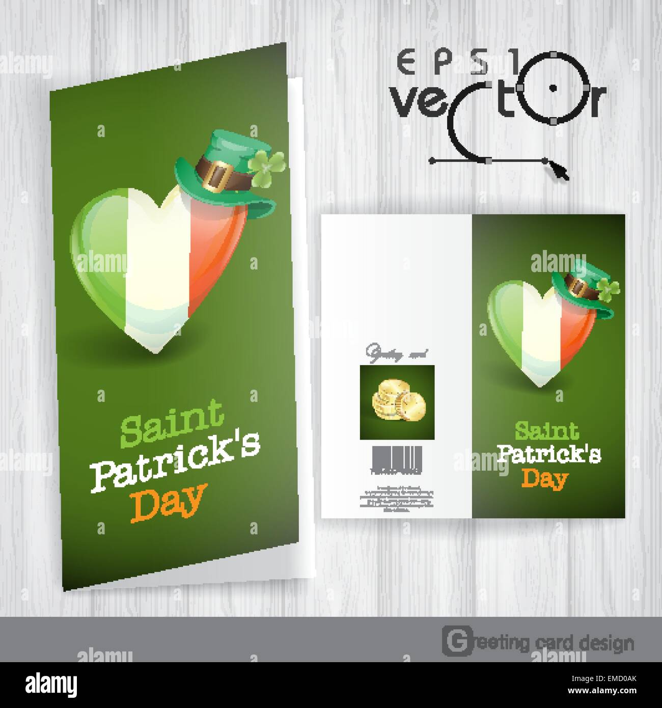 Patrick's Day. Drapeau irlandais en forme de Cœur Illustration de Vecteur