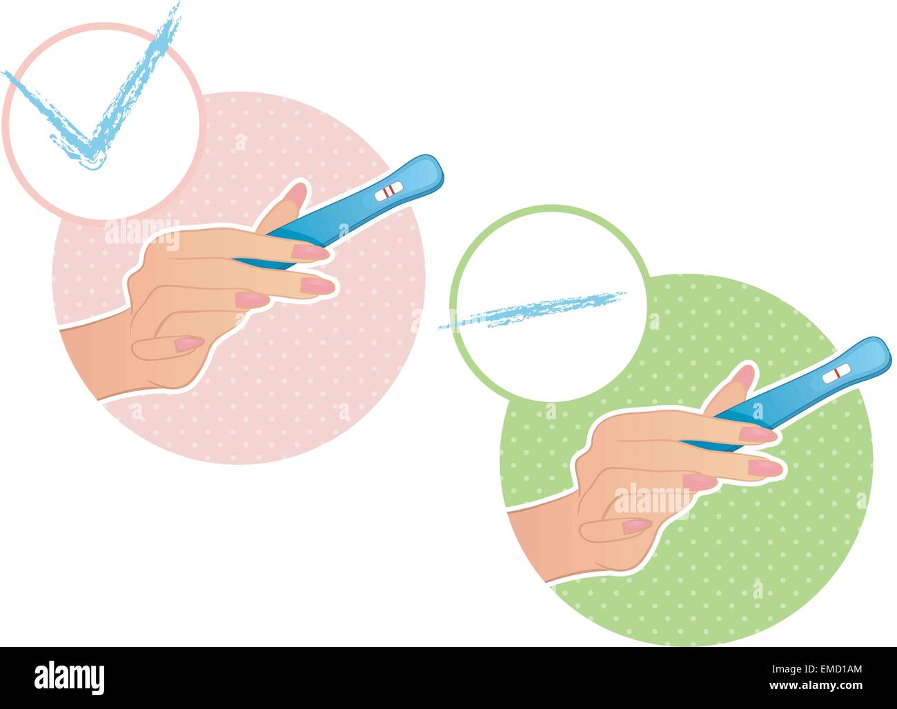 La main de femme est titulaire d'un test sur la grossesse Illustration de Vecteur