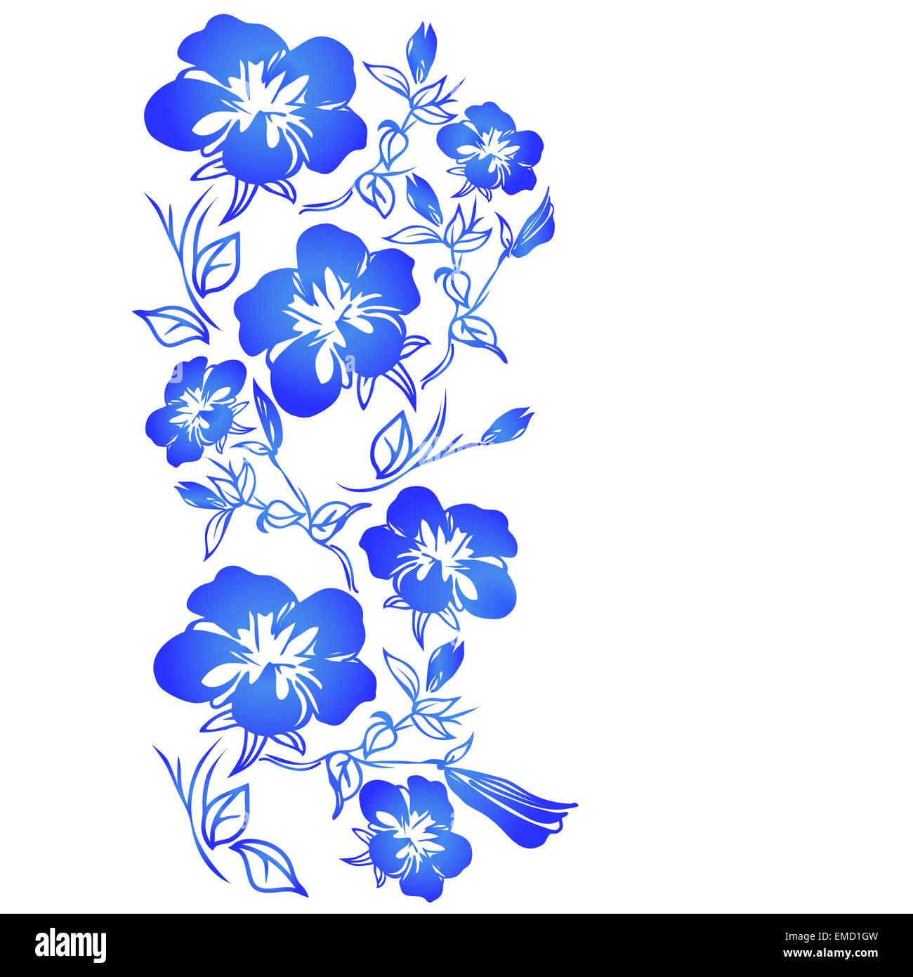 Rameau en fleurs floral bleu. Abstract Vector illustration Banque D'Images