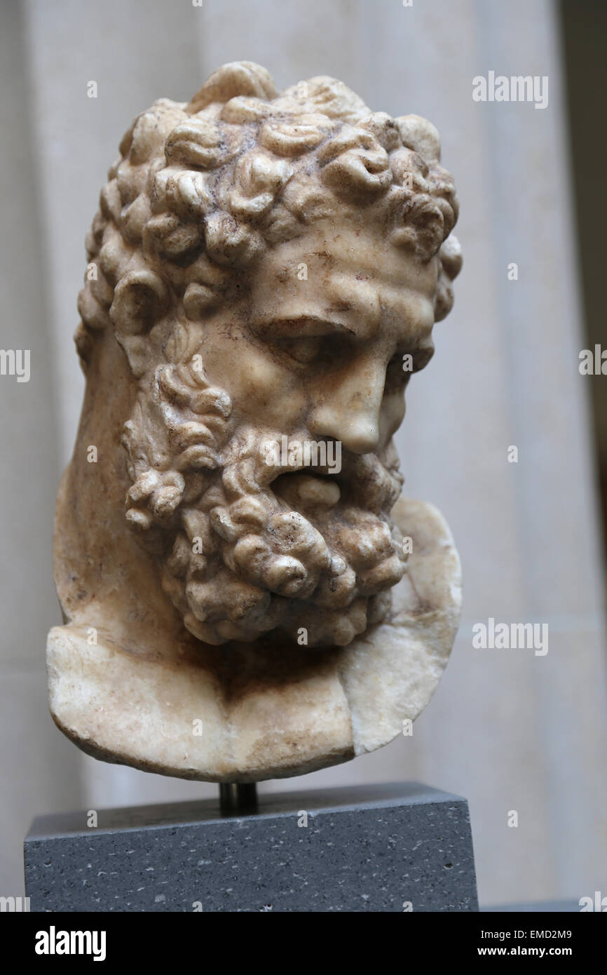 Chef de l'Herakles. Copie romaine. Époque Impériale. 1re ch. AD. Copie d'une statue grecque, attribué à Lysipos (4c. BC). Banque D'Images