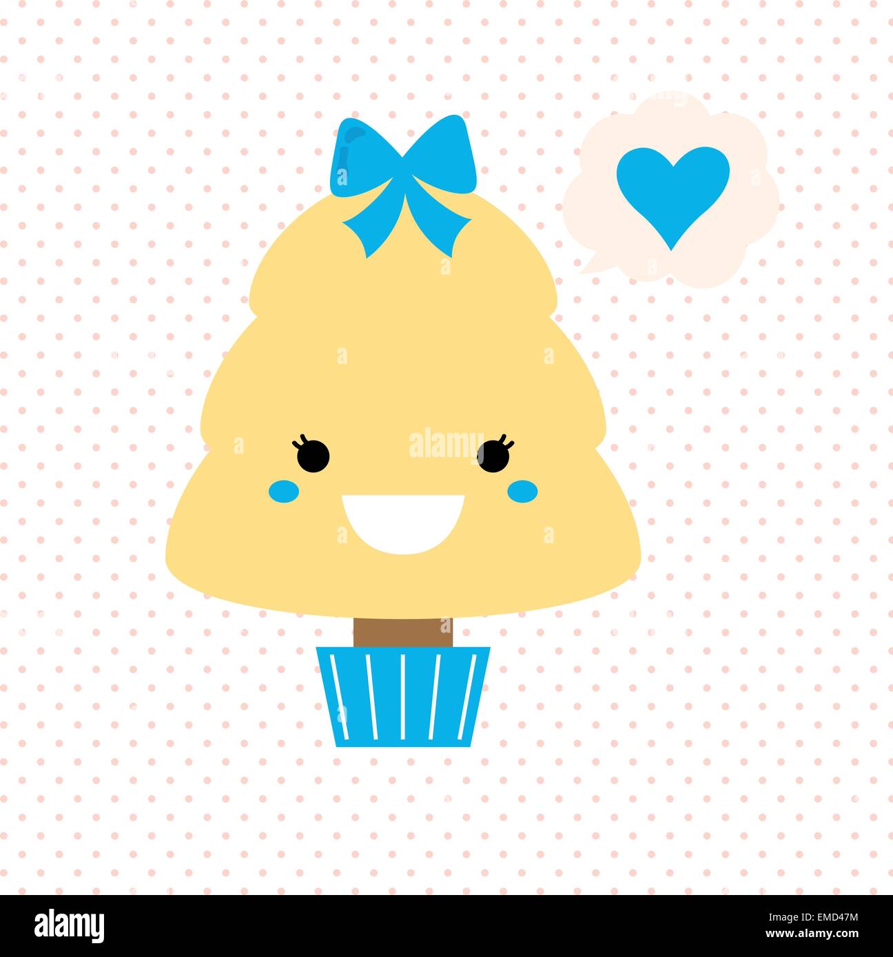 Love Cute Kawaii arbre isolé sur fond pointillé Illustration de Vecteur