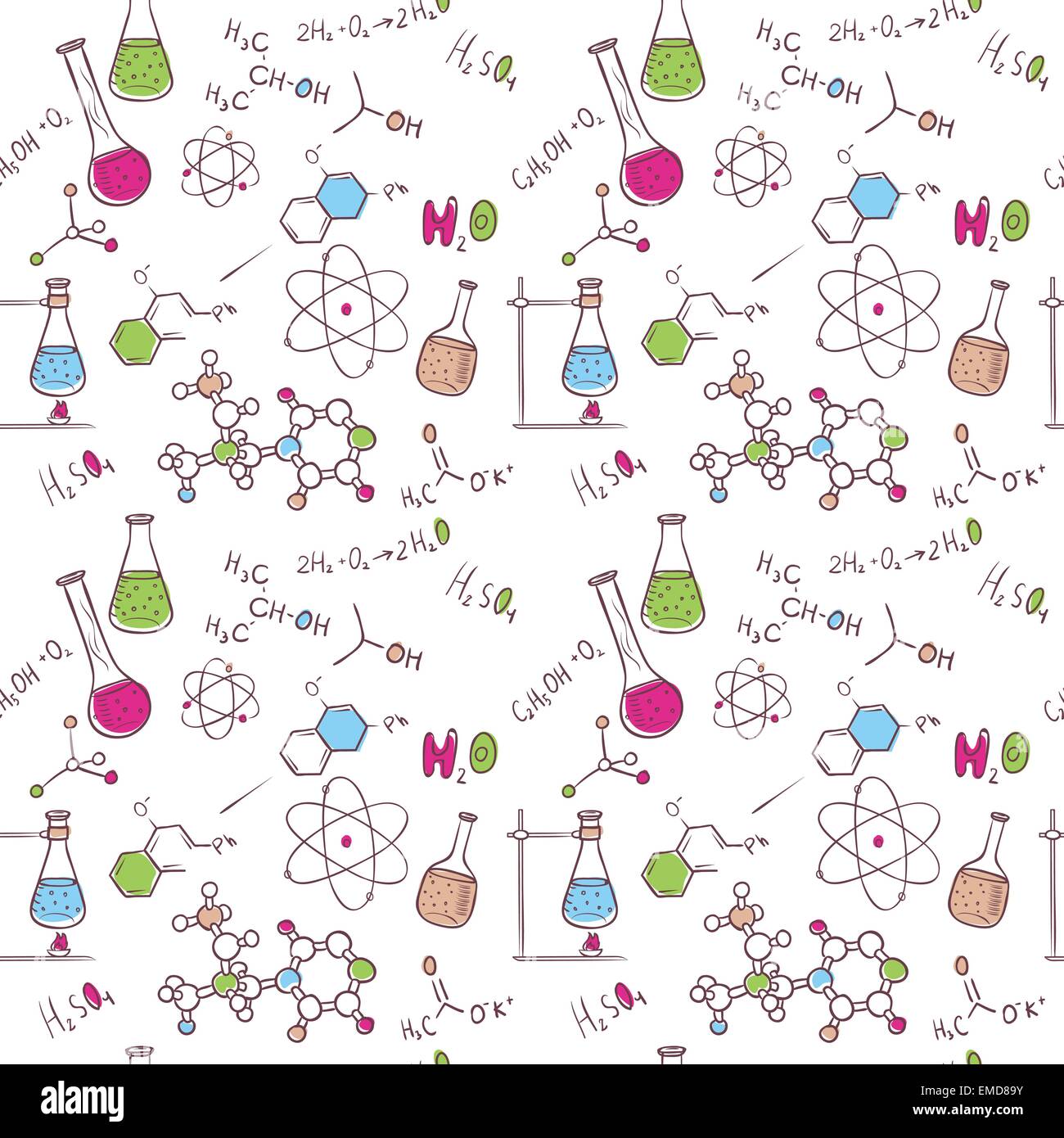 Dessiner à main motif chimie Illustration de Vecteur
