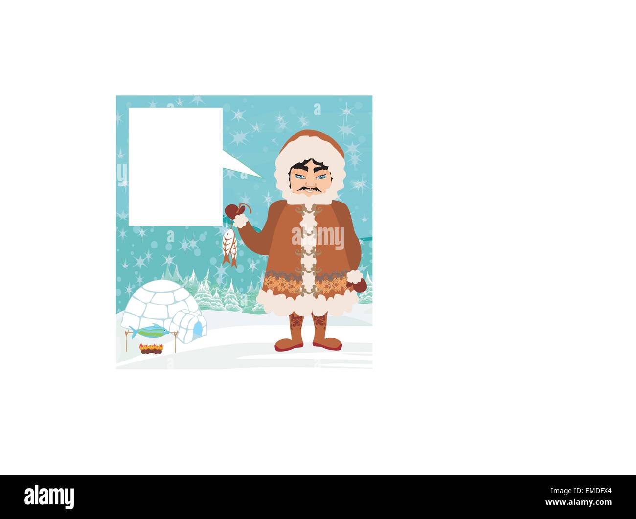 Les Esquimaux et les poissons Illustration de Vecteur