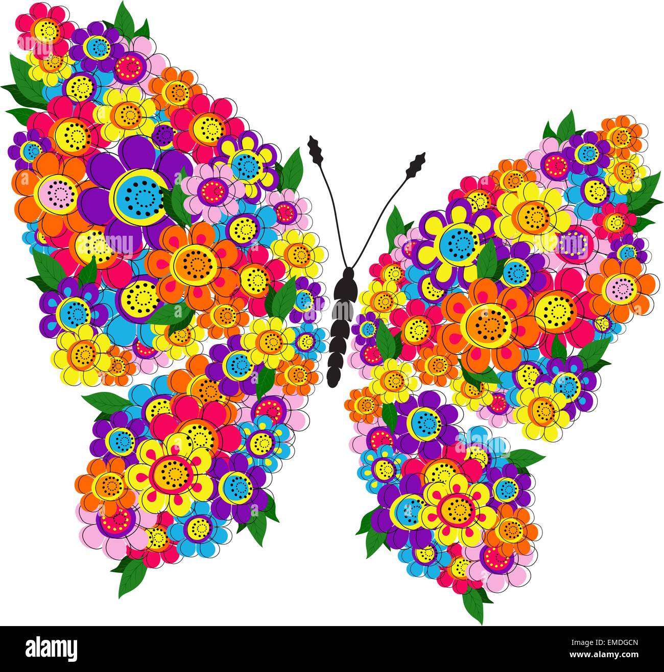 Papillon fleurs de printemps Illustration de Vecteur