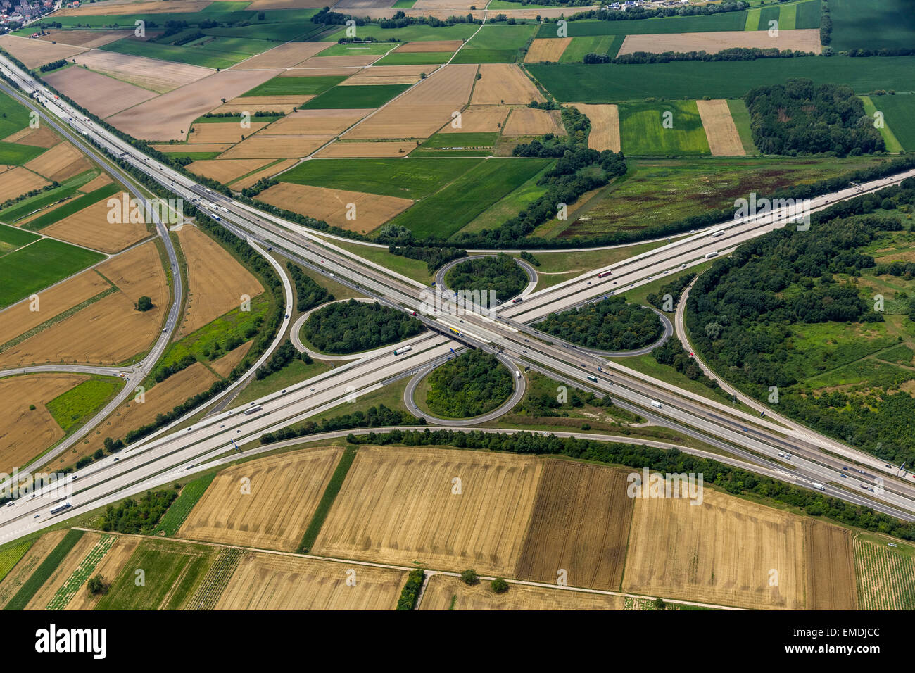 L'autoroute Walldorf, A5 et A6, forme trèfle, Walldorf, Bade-Wurtemberg, Allemagne Banque D'Images