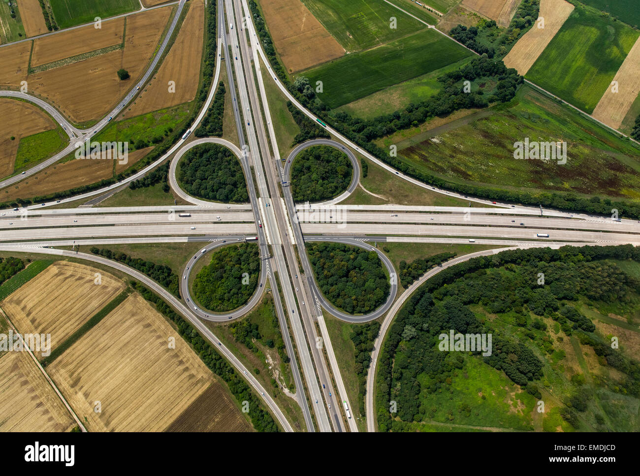 L'autoroute Walldorf, A5 et A6, forme trèfle, Walldorf, Bade-Wurtemberg, Allemagne Banque D'Images