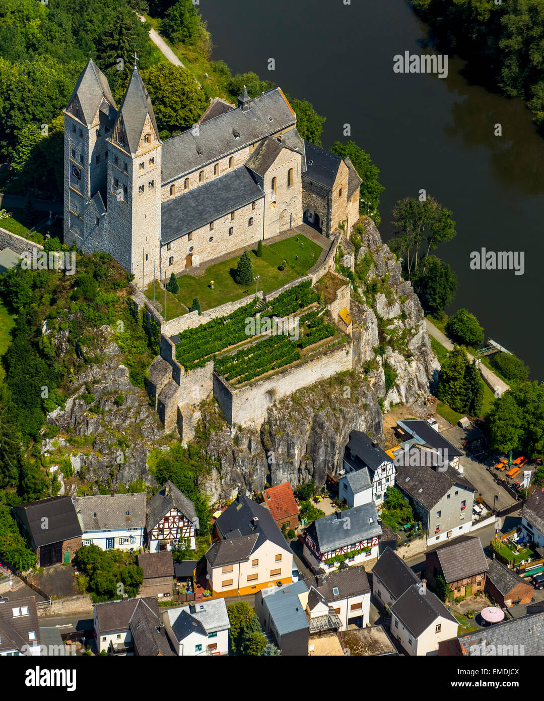 Eglise de Saint Lubentius à Dietkirchen Lahn, dans le Limburg an der Lahn, Hesse, Allemagne Banque D'Images