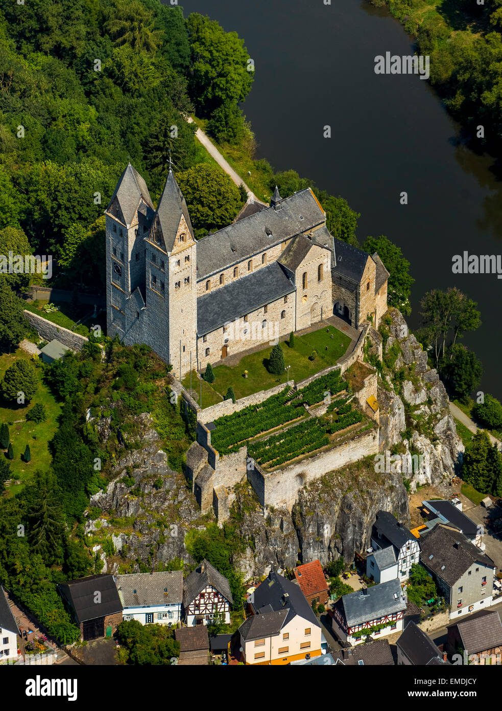 Eglise de Saint Lubentius à Dietkirchen Lahn, dans le Limburg an der Lahn, Hesse, Allemagne Banque D'Images