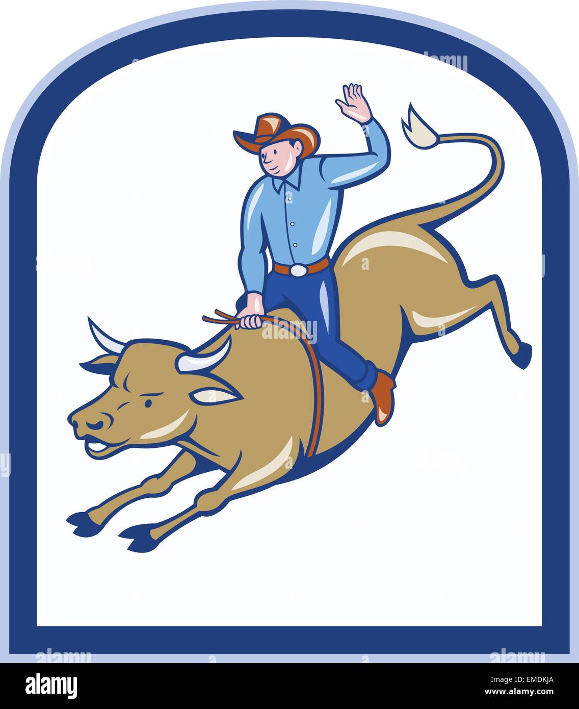 Rodeo cowboy bull riding cartoon Banque de photographies et d’images à ...