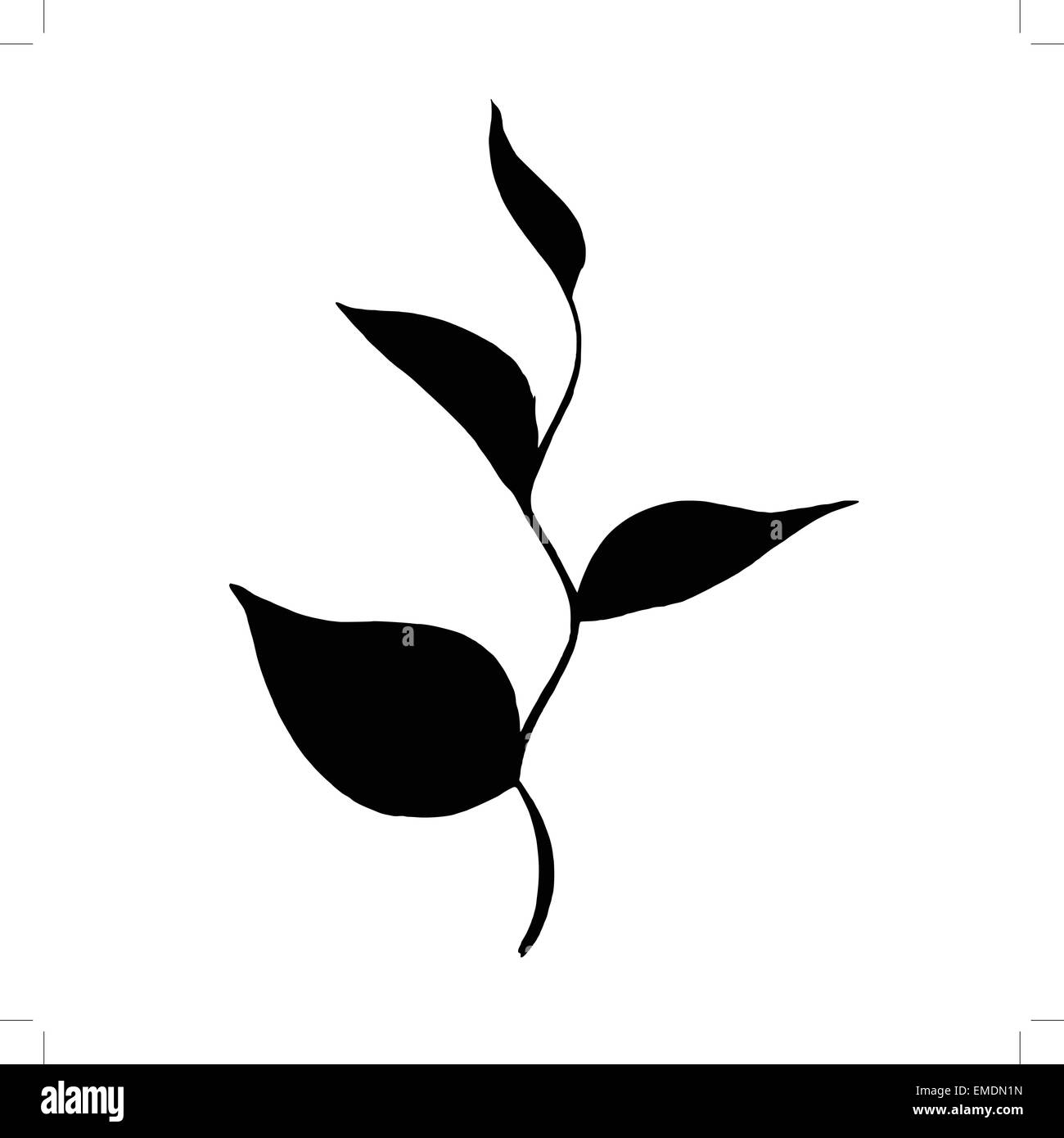 Direction générale de la silhouette avec des feuilles de thé Illustration de Vecteur