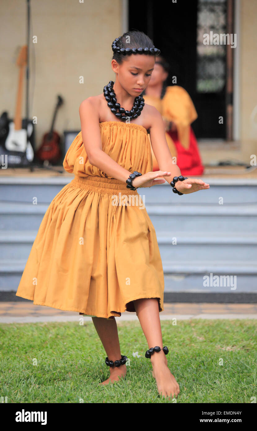Hawaii, Big Island, Kailua-Kona, hula show, danseuse, Banque D'Images