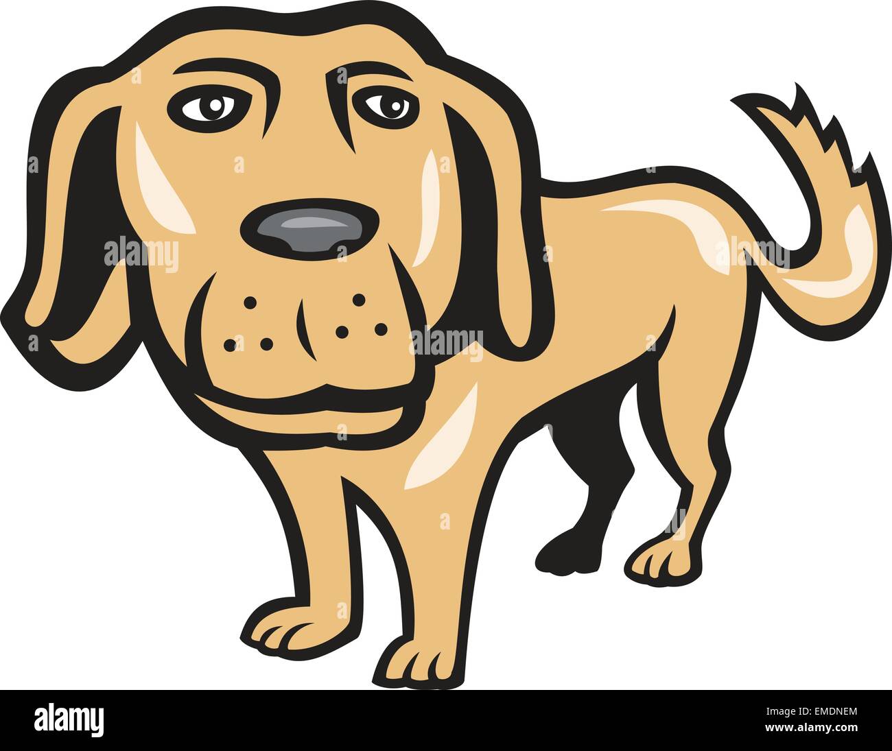 Retriever Dog Big Head Cartoon isolés Illustration de Vecteur