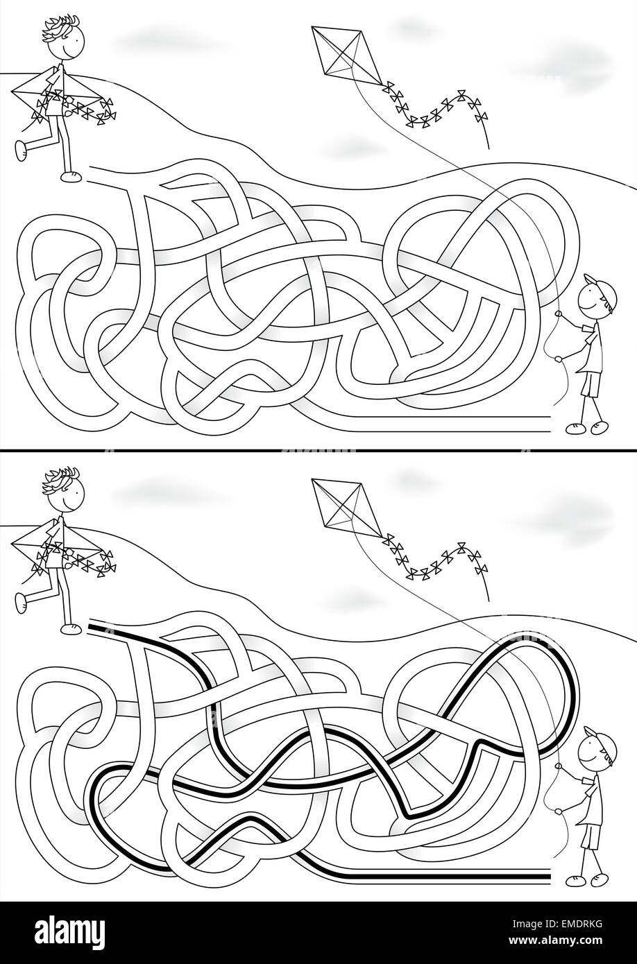 Labyrinthe de cerf-volant Illustration de Vecteur
