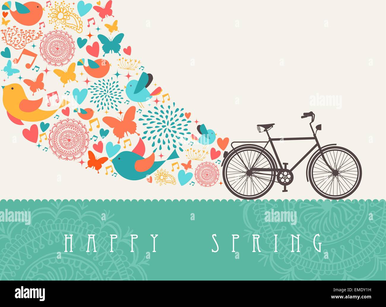 Concept vélo printemps Illustration de Vecteur
