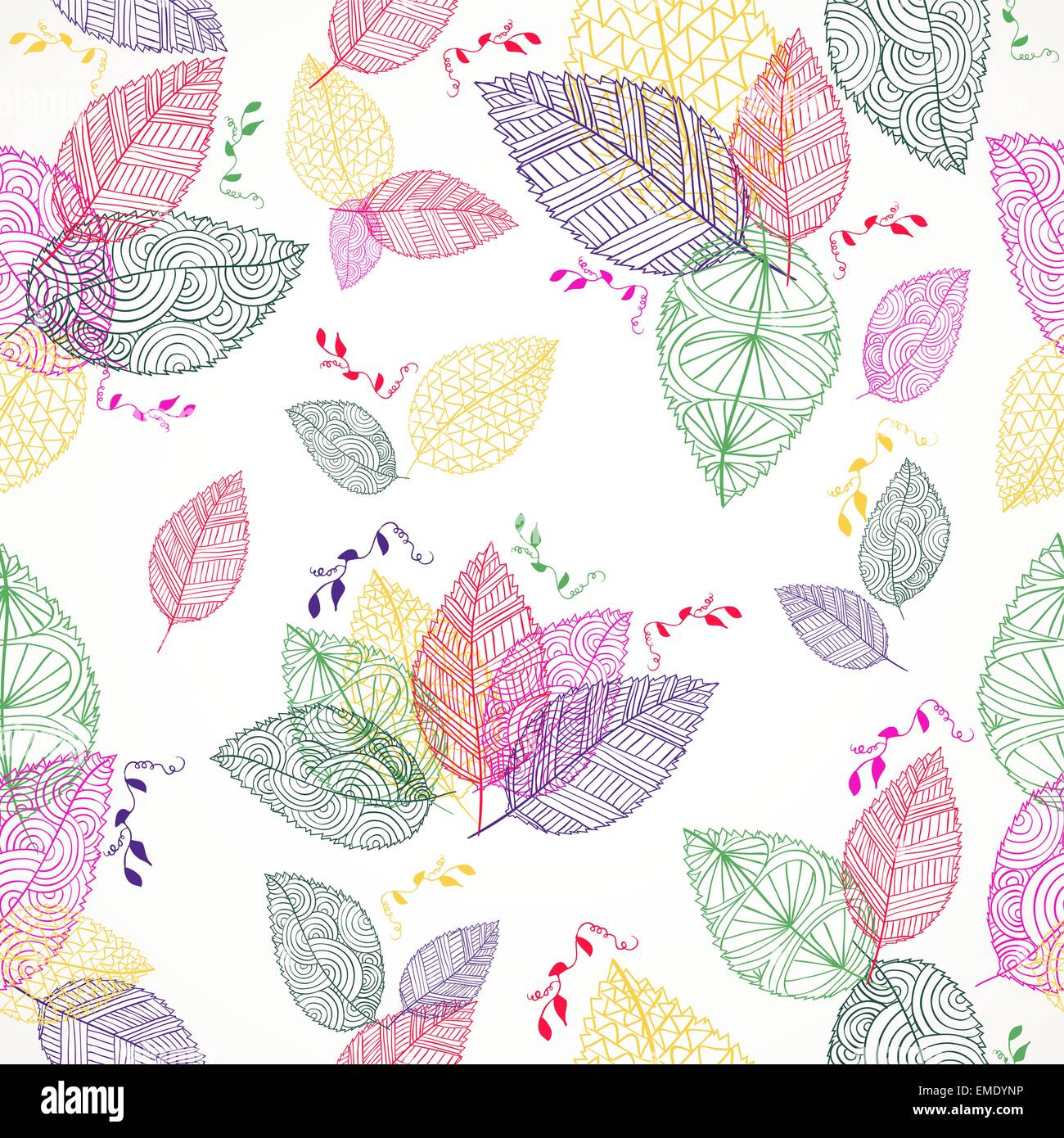 Les feuilles de printemps coloré motif transparent Illustration de Vecteur