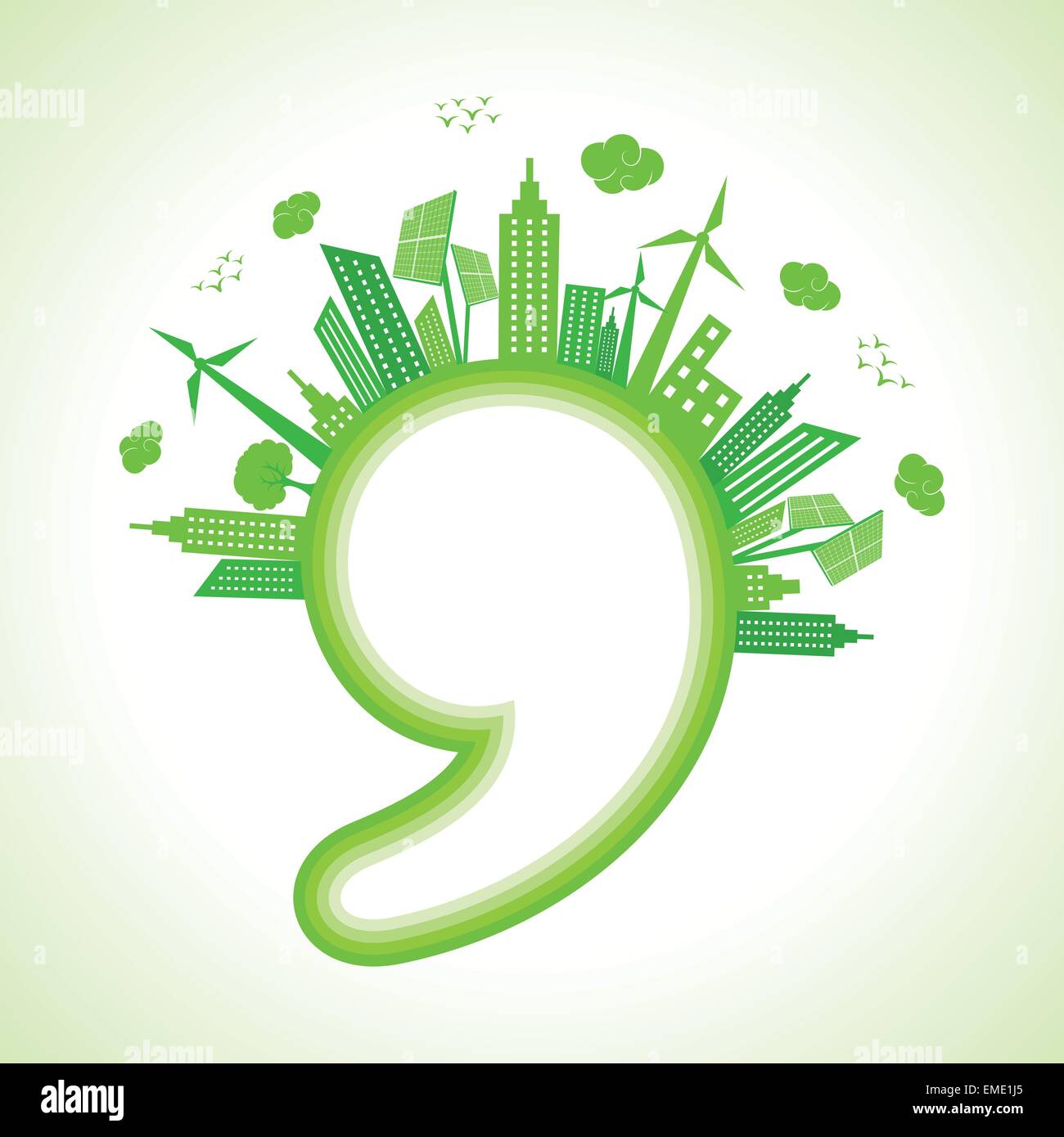 Illustration du concept de l'écologie avec virgule - sauver la nature Illustration de Vecteur