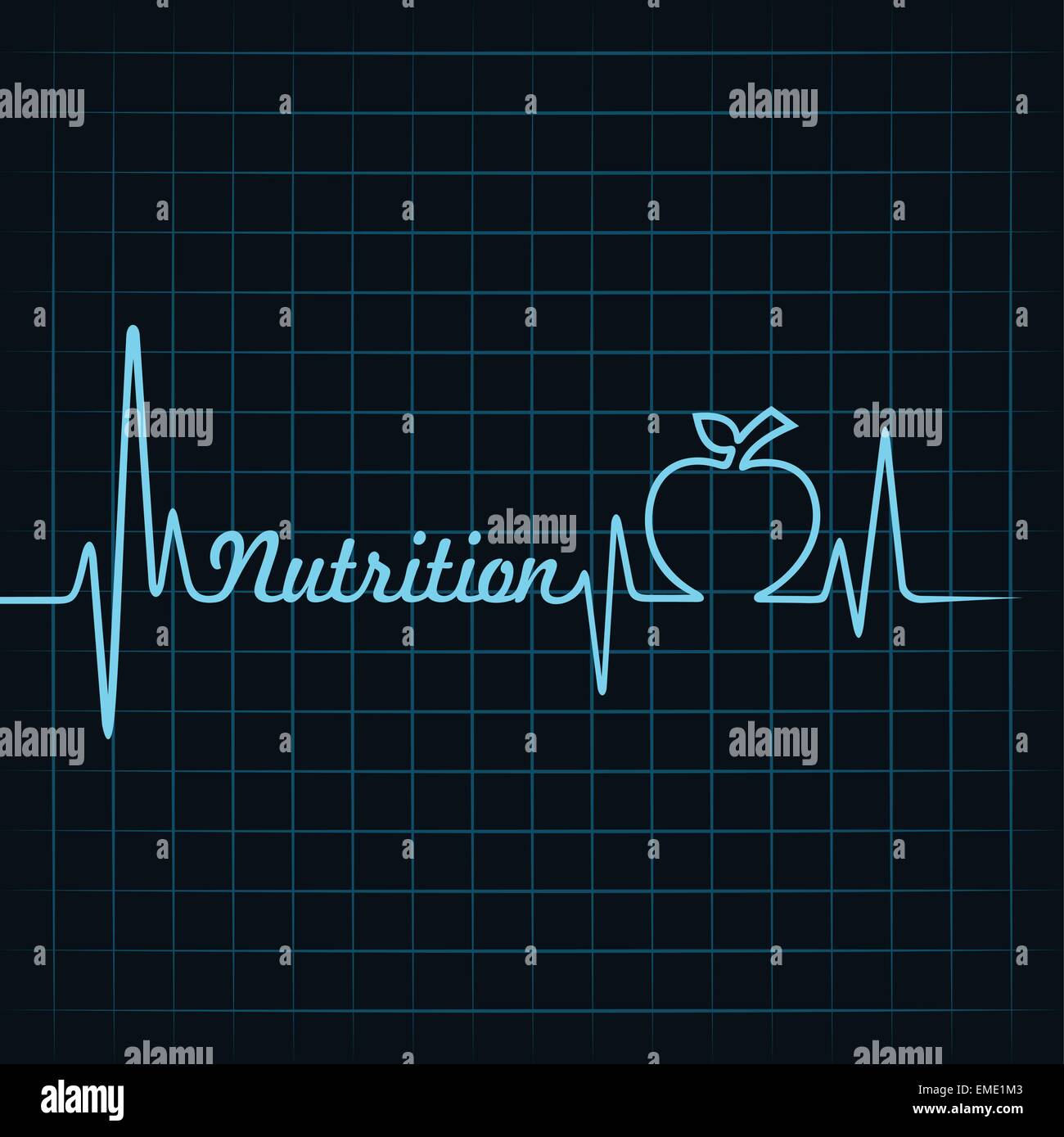 La nutrition s'Heartbeat word et des actions apple vector Illustration de Vecteur