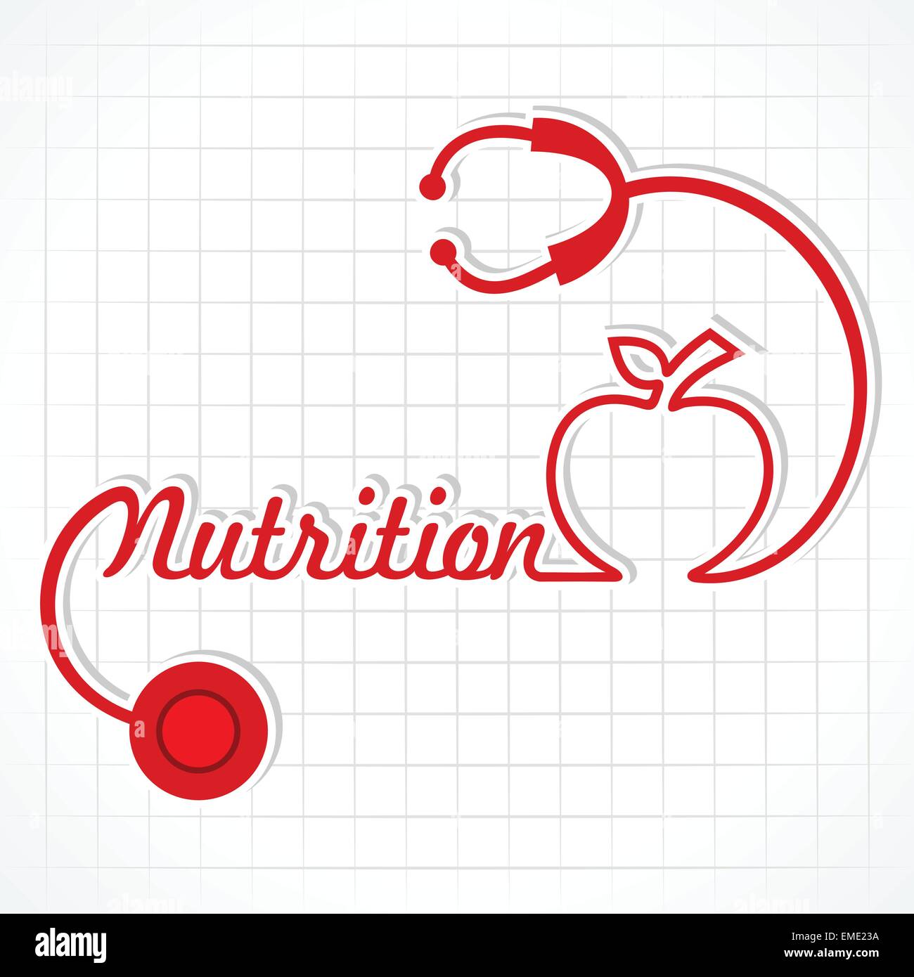 Faire stéthoscope et mot nutrition vecteur stock apple Illustration de Vecteur
