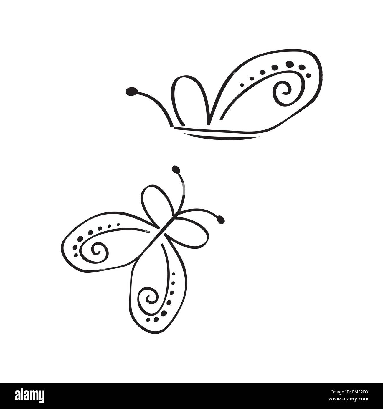 Collection de papillon stylisé Illustration de Vecteur