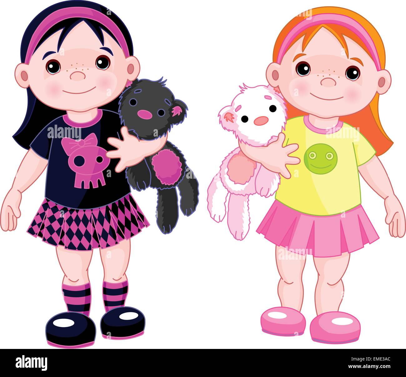 Cute little girls Illustration de Vecteur