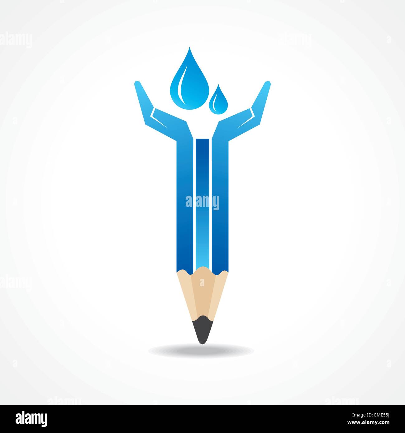 Concept d'économiser de l'eau avec un crayon mains stock vector Illustration de Vecteur