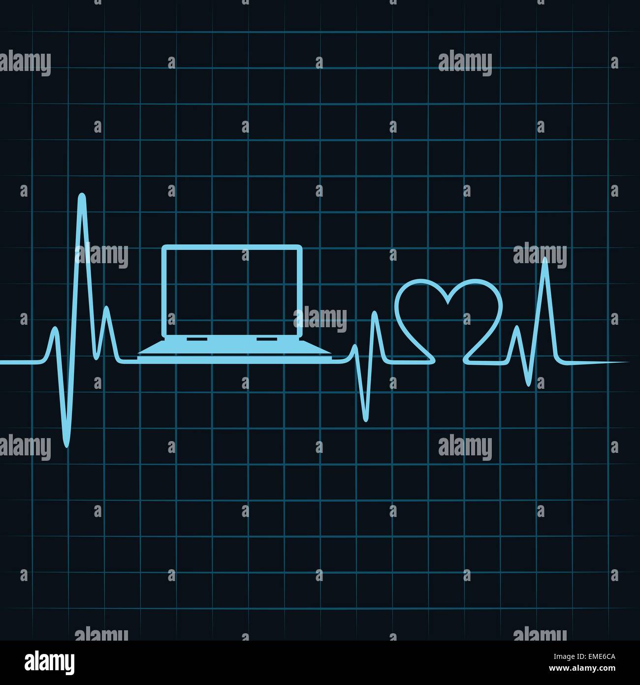 Concept de technologie médicale, heartbeat faire un ordinateur portable Illustration de Vecteur
