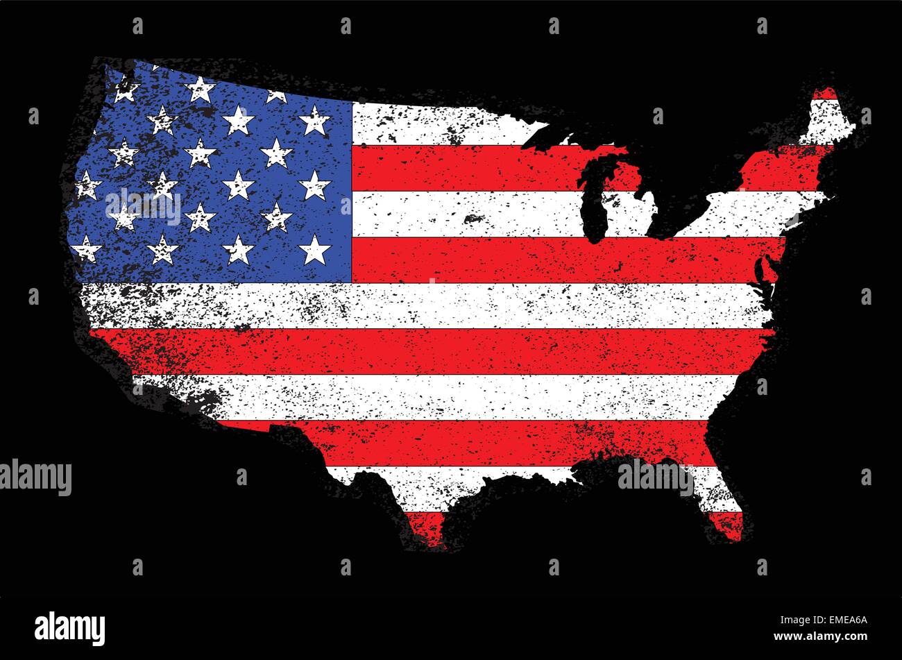 USA contours et d'un drapeau Illustration de Vecteur