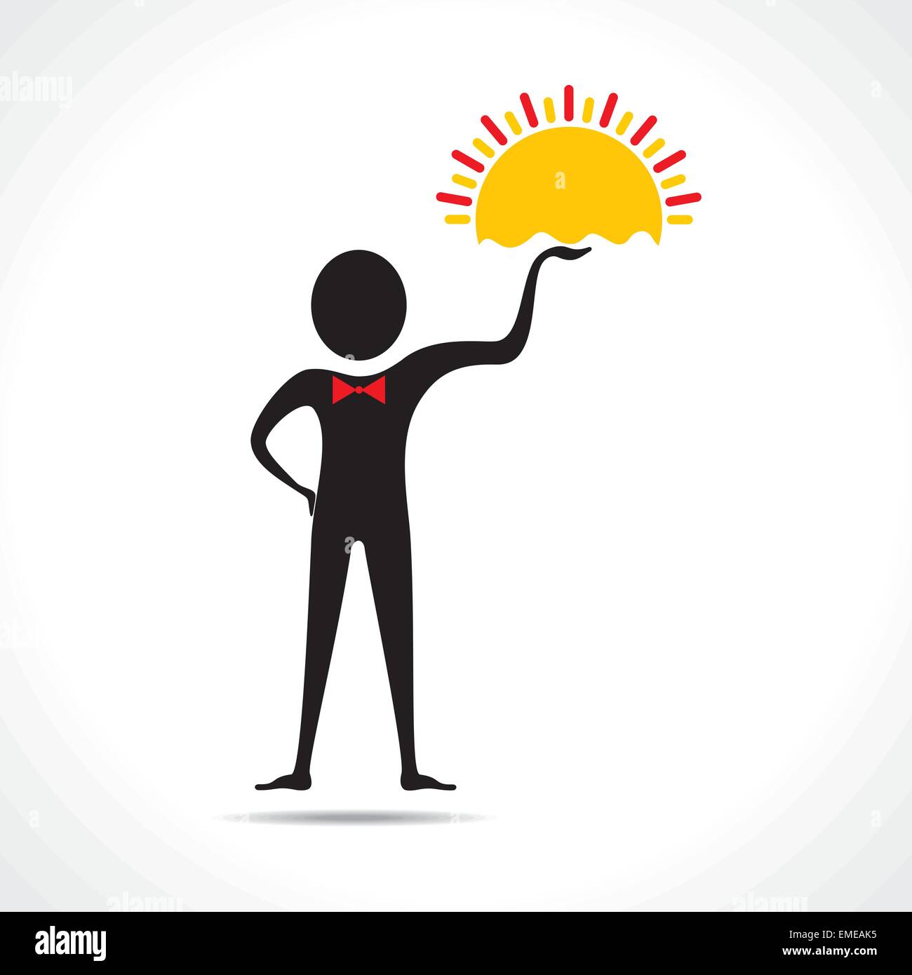 Homme tenant l'icône Sun Vector Illustration de Vecteur