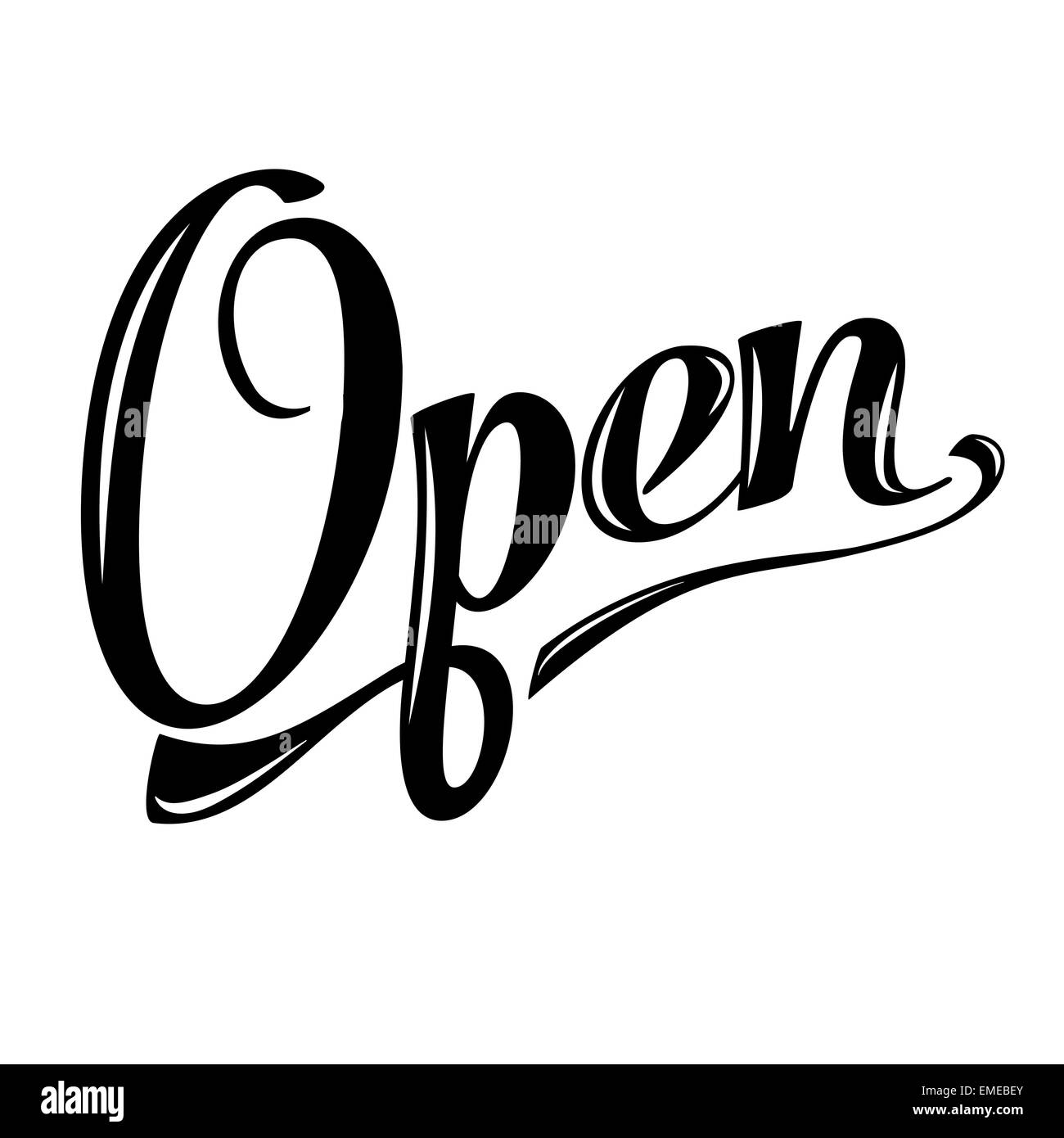 Retro open sign on white Illustration de Vecteur