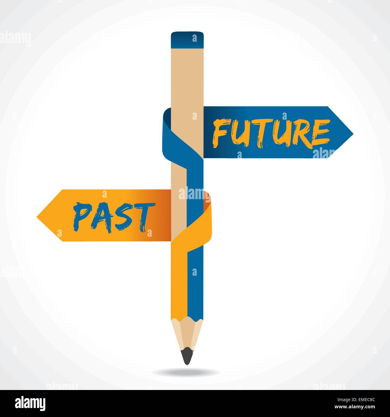 Passé et futur en flèche en face de crayon Image Vectorielle Stock - Alamy