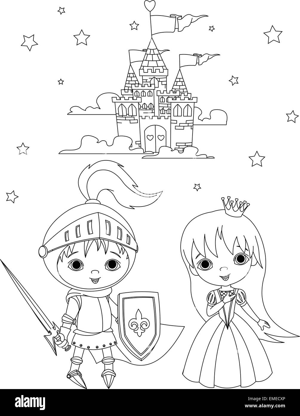 Princesse et chevalier Illustration de Vecteur
