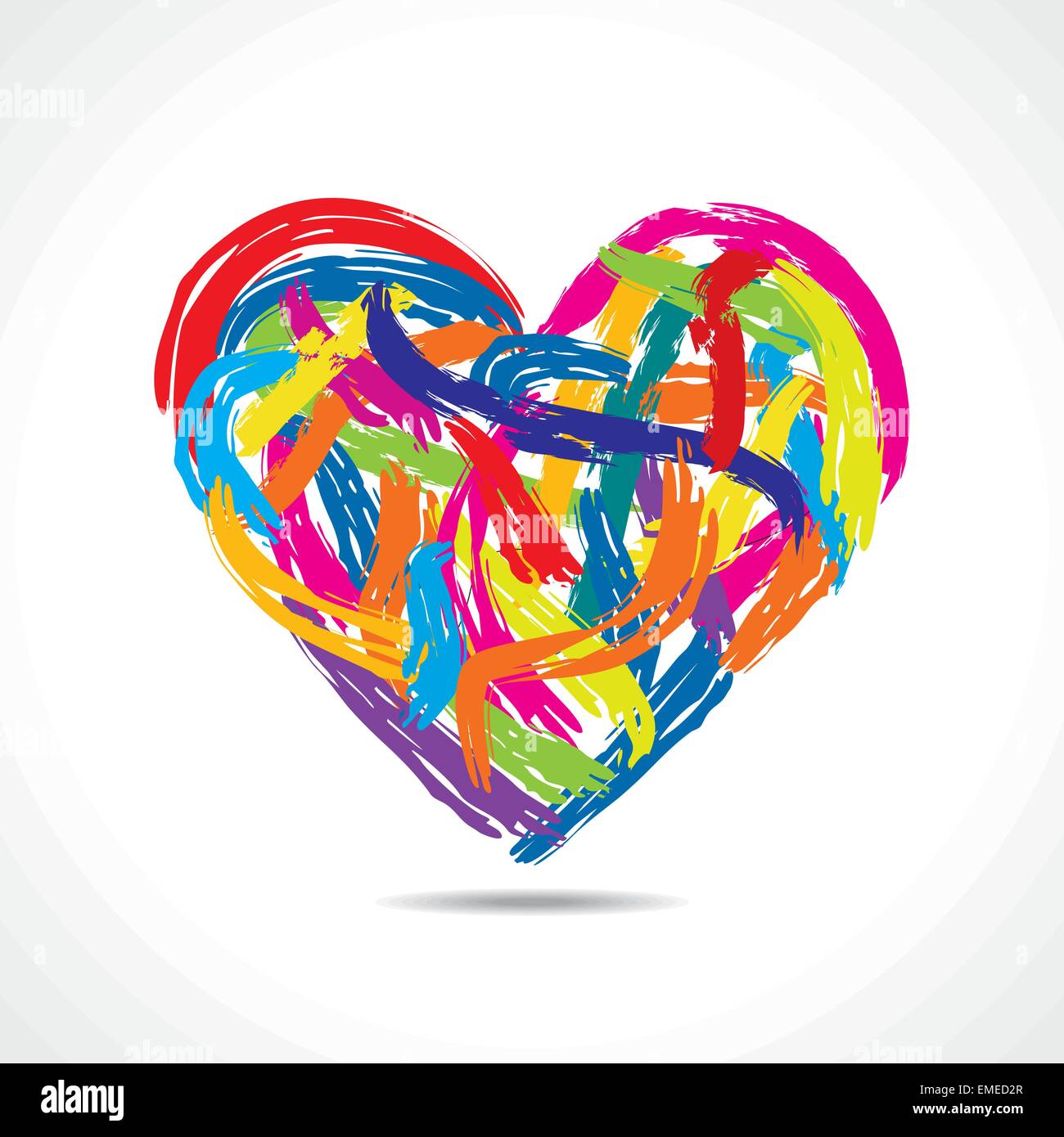 Concept d'amour, cœur colorés avec des traits de peinture Illustration de Vecteur Concept d'amour, cœur colorés avec des traits de peinture Illustration de Vecteur
