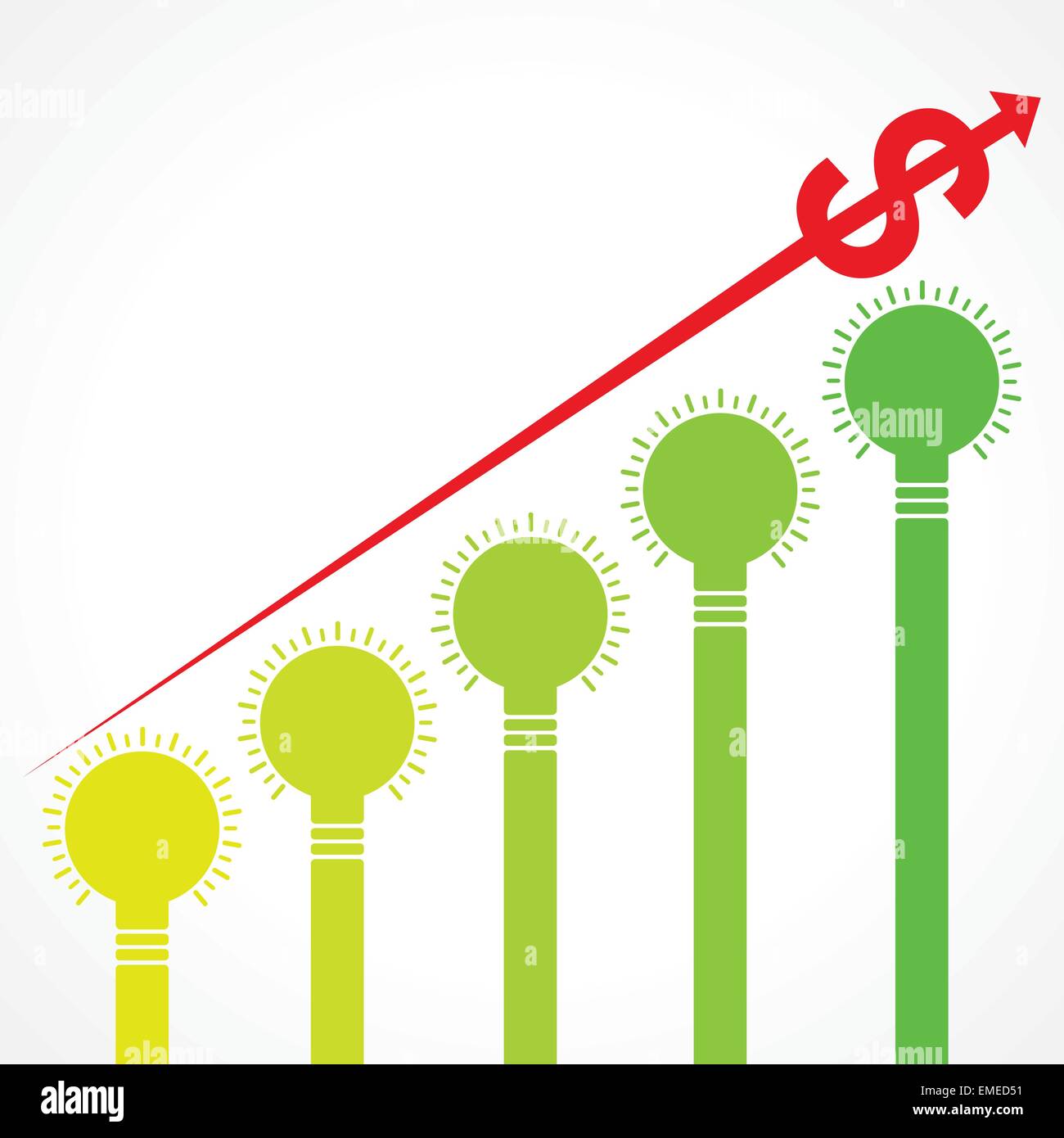 La hausse du dollar et de graphique flèche barres faites d'ampoules stock vector Illustration de Vecteur