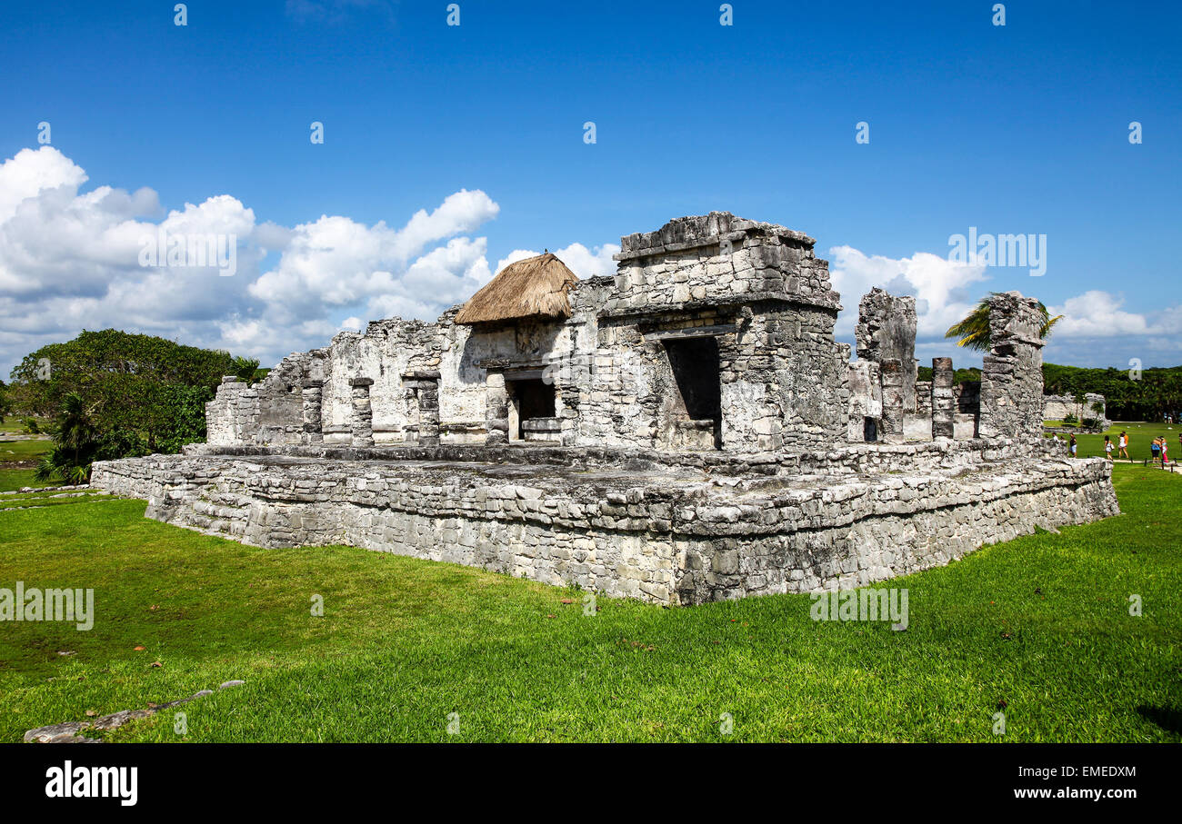 Les ruines de Tulum, le site d'une civilisation Maya Maya précolombienne fortifiée Yucatán, Quintana Roo, Mexique Banque D'Images