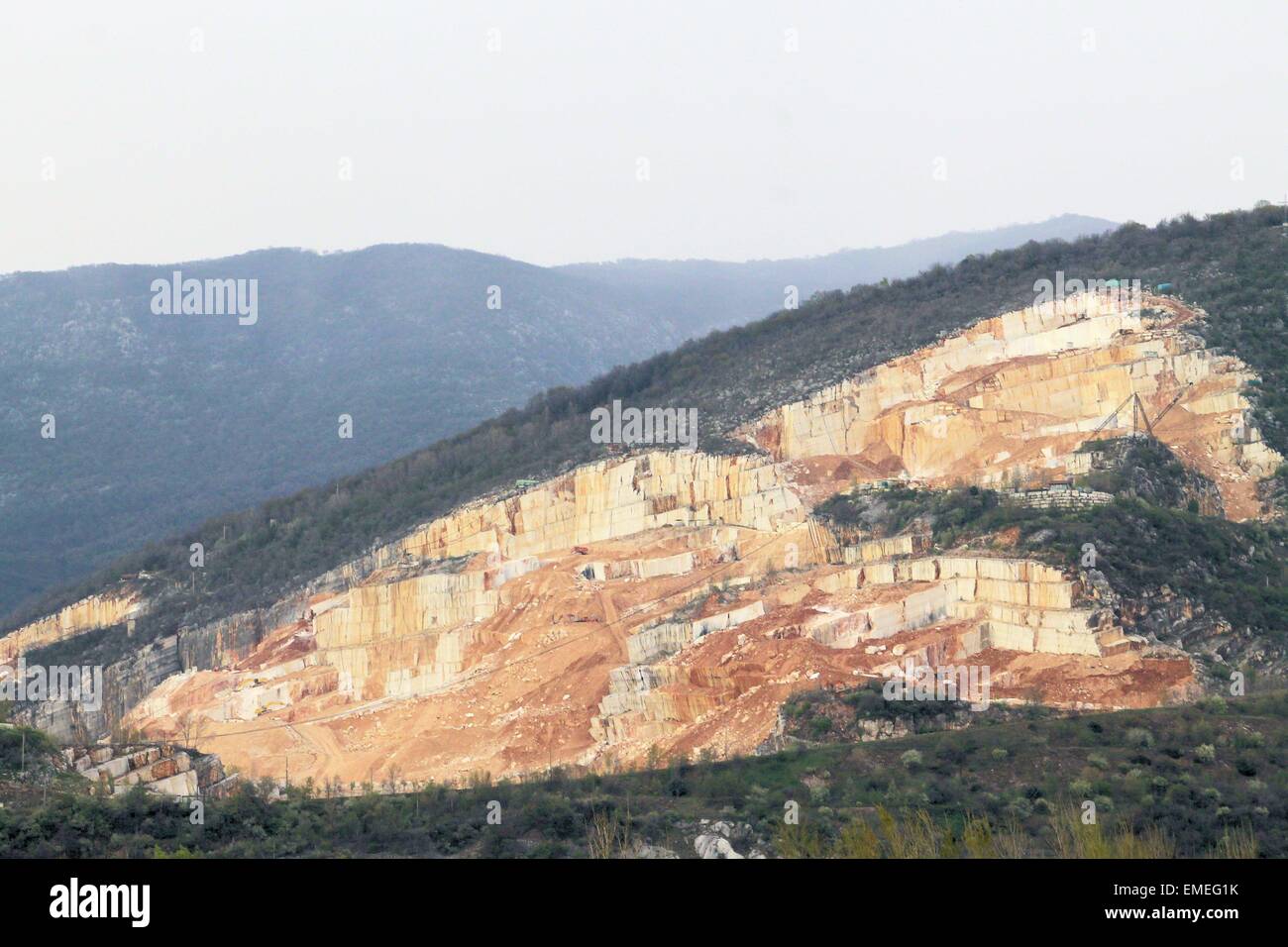 Dans les carrières de marbre de Botticino, dans le nord de l'Italie Banque D'Images