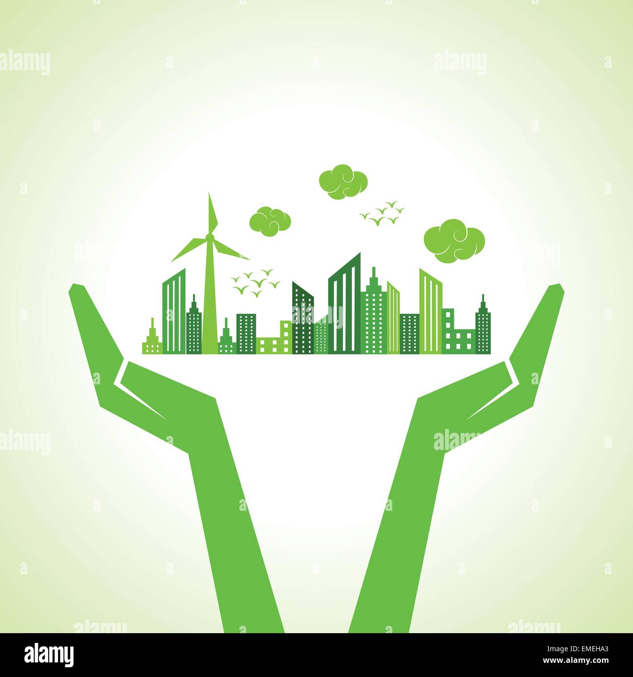 Sauver la nature concept avec les mains Illustration de Vecteur